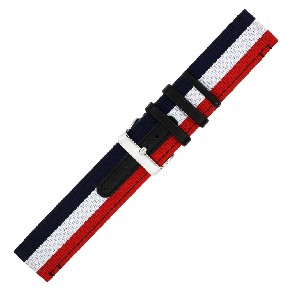 Нейлоновые НАТО кожаный ремешок 22 мм 24 для TAG Heuer холст ткань на запястье петли ремня браслет черный, белый цвет красные, синие + булавки