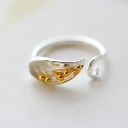 

New Fashion 925 Sterling Silver Ladies Morning Glory Flower Rings For Women Adjustable Ring Plata 925 Wedding Band Rings