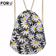 FORUDESIGNS/женская сумка на шнуровке с 3D цветочным принтом, женский рюкзак на шнурке, повседневный женский ранец для девушек