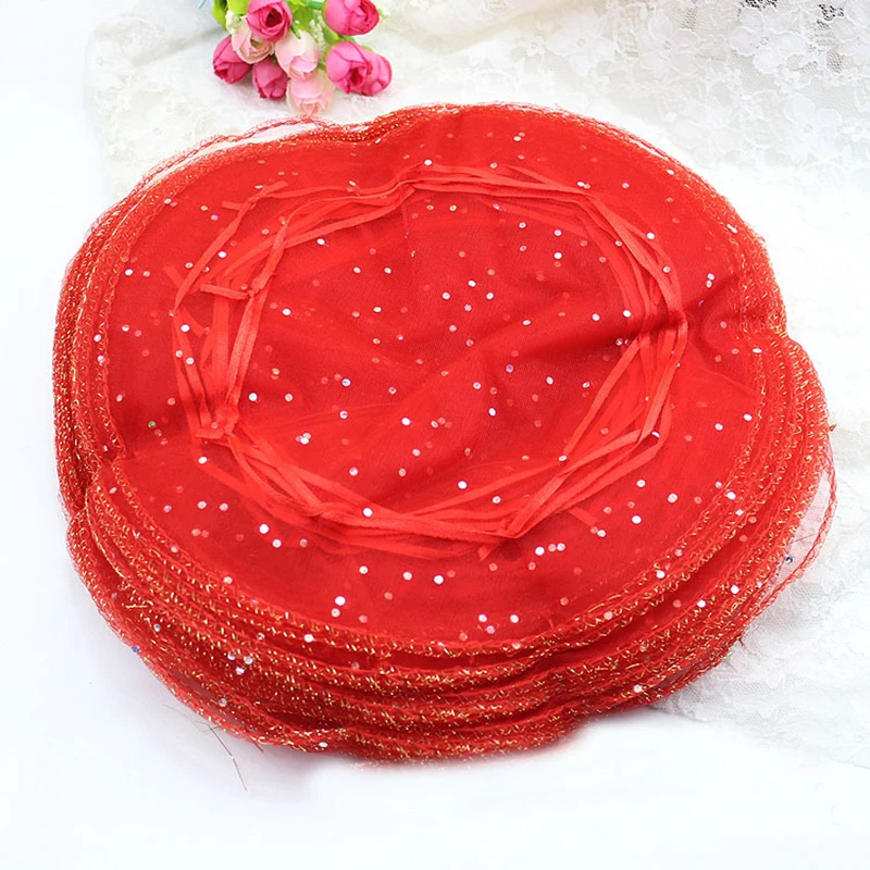 US $123.66 40cm 1000pcs Red Candy Bags For Wedding Round Christmas Organza Bags Gift Packaging Bags Women Drawstring Bag Package Display