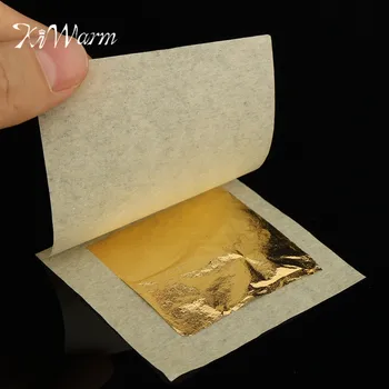 

KiWarm Overvalue 50Pcs 24 K Genuine Edible Gold Foil Leaf For Cooking Food Decoration Art Work Gilding Face Beauty 4.33X4.33cm