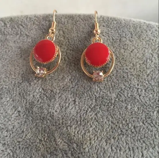 

New Listing Fashion Bohemian retro geometric alloy drop oil round crystal Simple female earrings jewelry