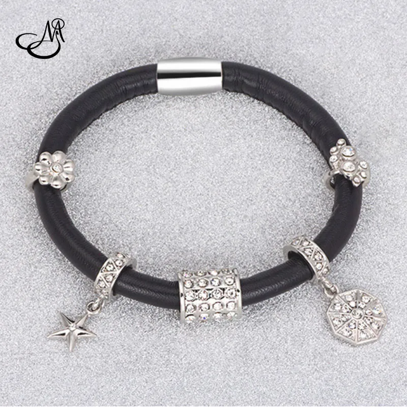 Yiman Endless Jewelry Charm Bracelet Set with 5pcs Crystal Drop Charms