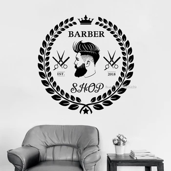 

Barber Shop Man Salon Logo Decals Wall Stickers For Show Window Decor Poster Murals Barber Wall Decal Personalised LC1371