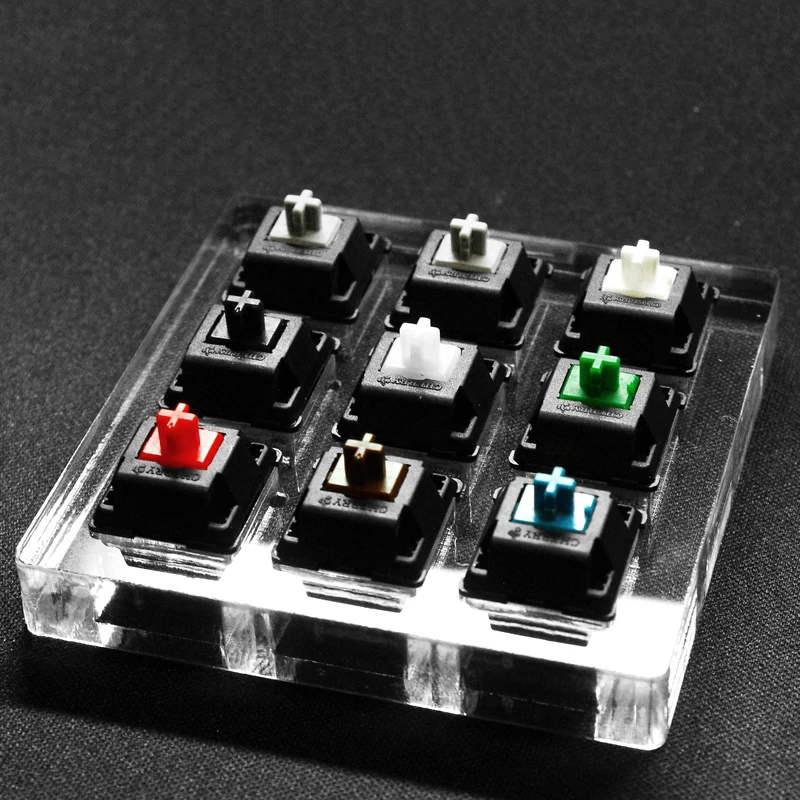 9 Cherry MX Switches Keyboard Tester Kit Clear Keycaps Sampler PCB