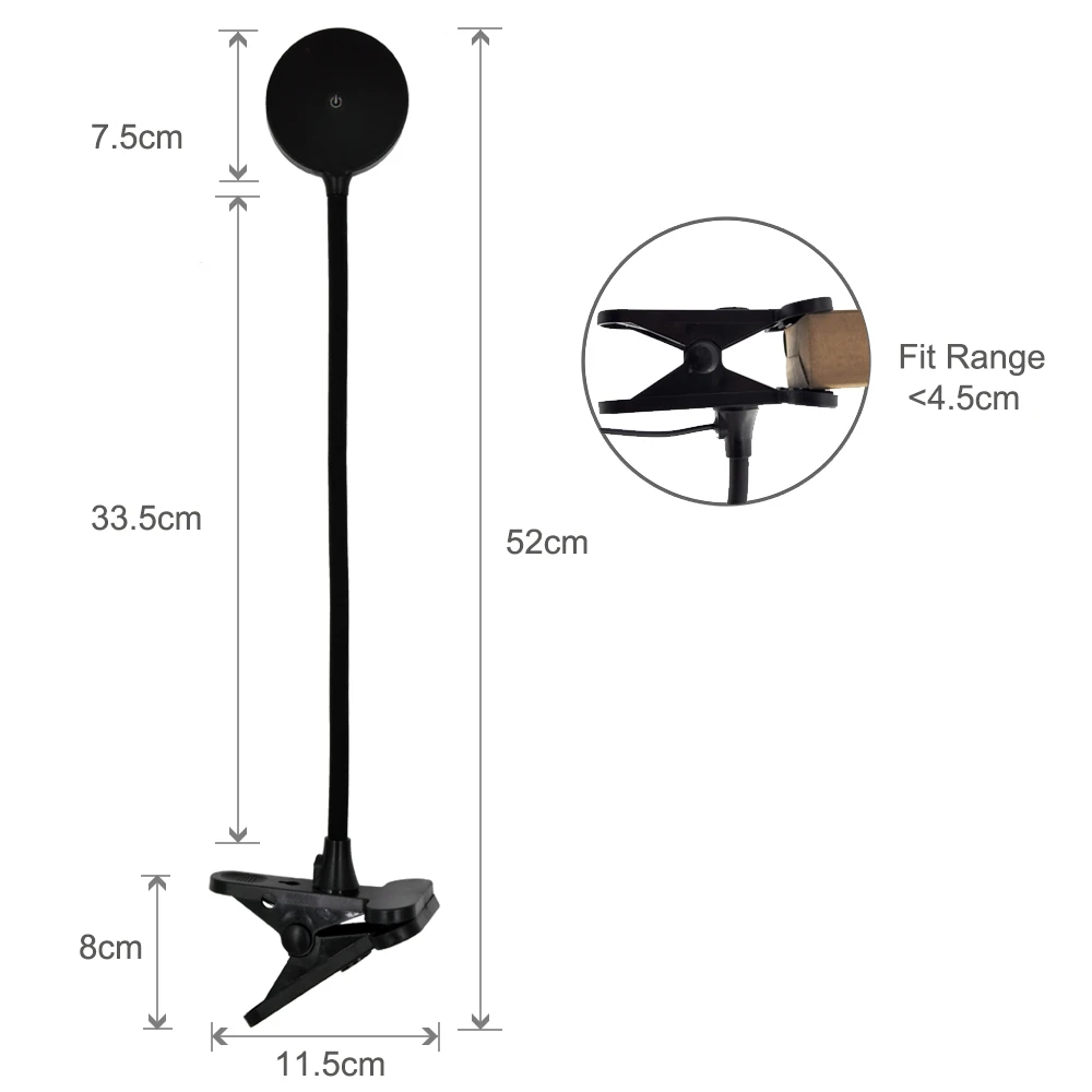 Питание от USB черный клип на светодиодный настольный светильник сенсорный светодиодный настольная лампа для чтения ноутбука рабочий свет с гибким гусином, Уход за глазами