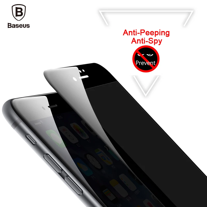 Baratos Protector de pantalla Baseus 3D Tempere para iPhone 7 6 6s vidrio templado Anti Peeping para iPhone 7 6 6s Plus película de borde suave de privacidad