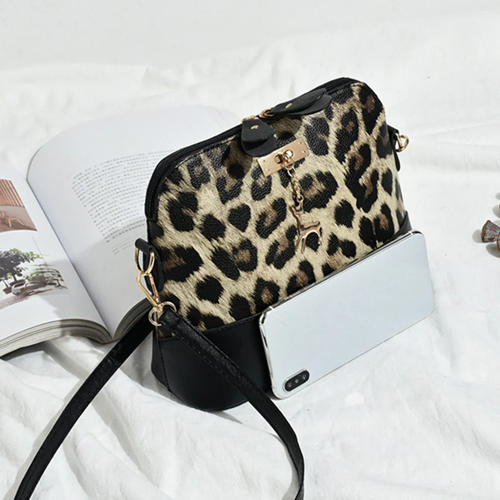 Женская сумка через плечо сумка для женщин женский леопардовый принт через плечо подвесок с оленем в виде ракушки сумка через плечо сумка
