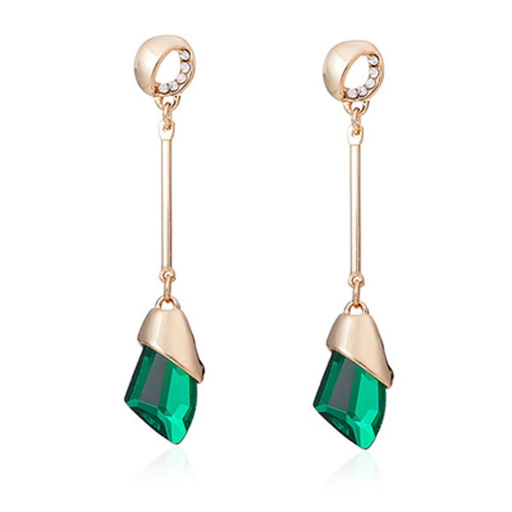 

Classic Elegant Long Earrings for Women Fashion Geometric Crystal Gold Color Water Drop Earring Brincos Bijoux Jewelry 2019 NEW
