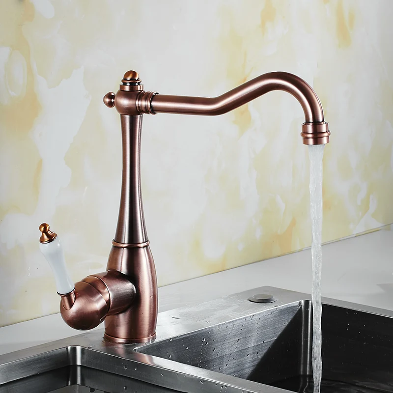 Kitchen Faucet Kitchen Sink Faucet Red Bronze/Gold Swivel Kitchen Sink Mixer Tap Crane Faucet Hot and Cold Cocina Torneira Kitchen Faucet Kitchen Sink Faucet Red Bronze/Gold Swivel Kitchen Sink Mixer Tap Crane Faucet Hot and Cold Cocina Torneira