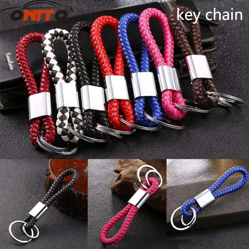 10pcs Unisex Braided Leather Rope Handmade Waven Keychain