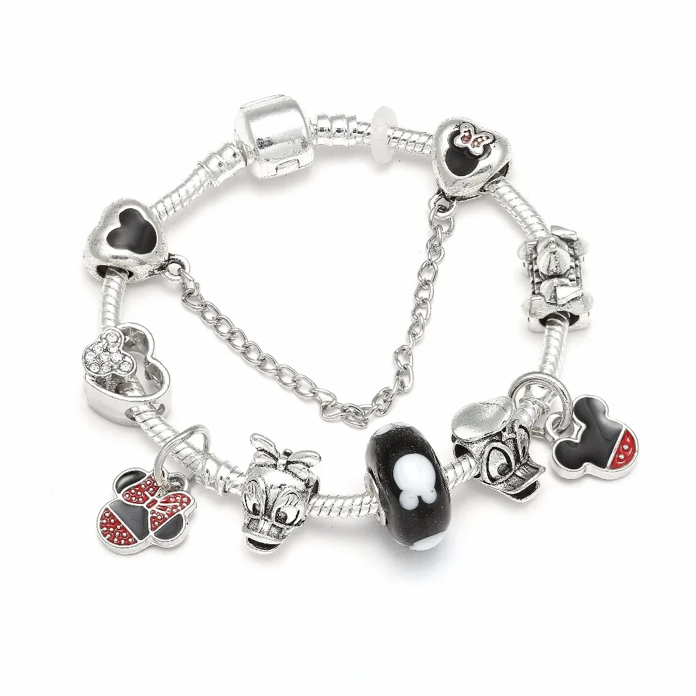 

Newest Fashion Brand Cartoon Donald Duck&Mickey Minnie Beads Bracelet Statement Castle Bangle & Bracelet for Women Jewelry