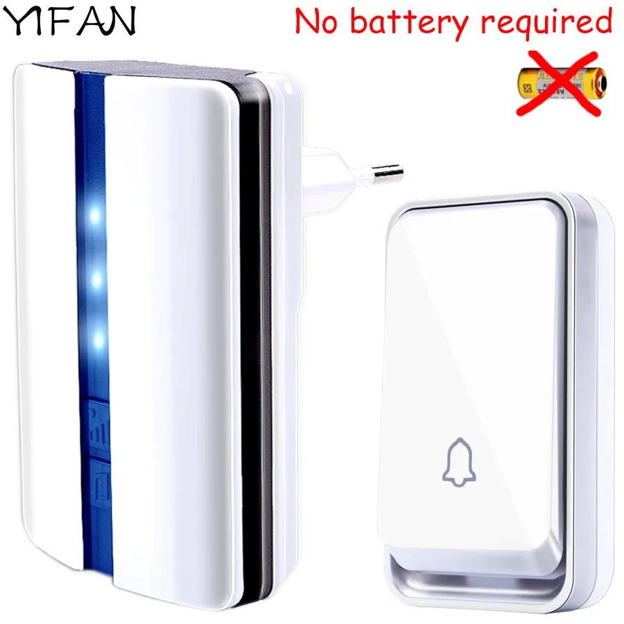 YIFAN New Wireless Door bell Waterproof self powered with no battery EU Plug smart DoorBell 1 2 button 1 2 receiver Deaf old man