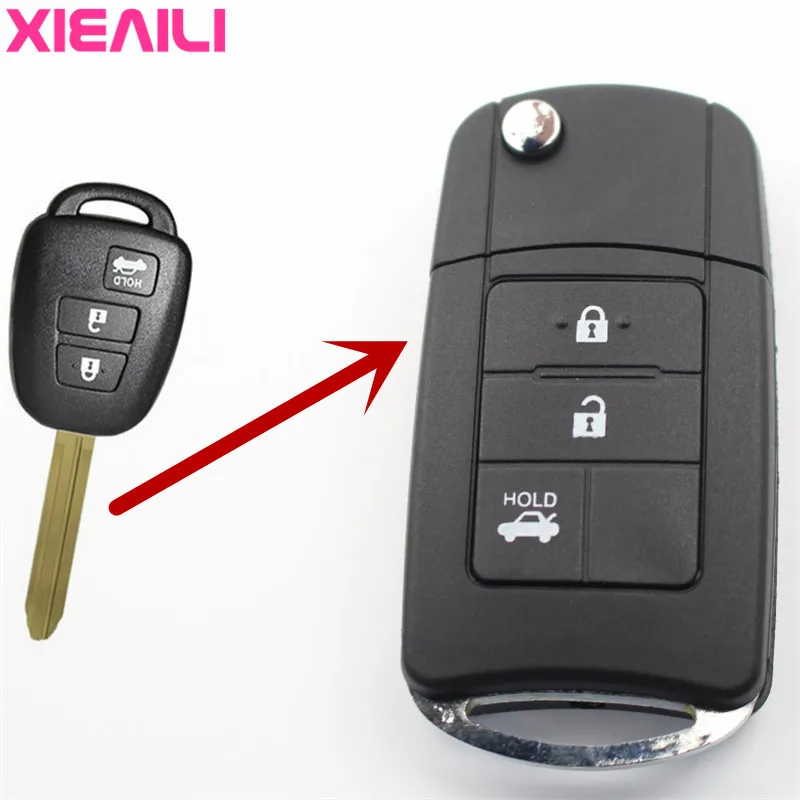 XIEAILI 10 шт. OEM 3 кнопки модифицированный раскладной чехол с дистанционным
