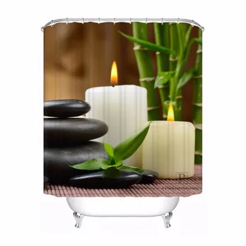 

Custom Zen Stone Bathroom Acceptable Shower Curtain Polyester Fabric Bathroom Curtain #180320-01-148