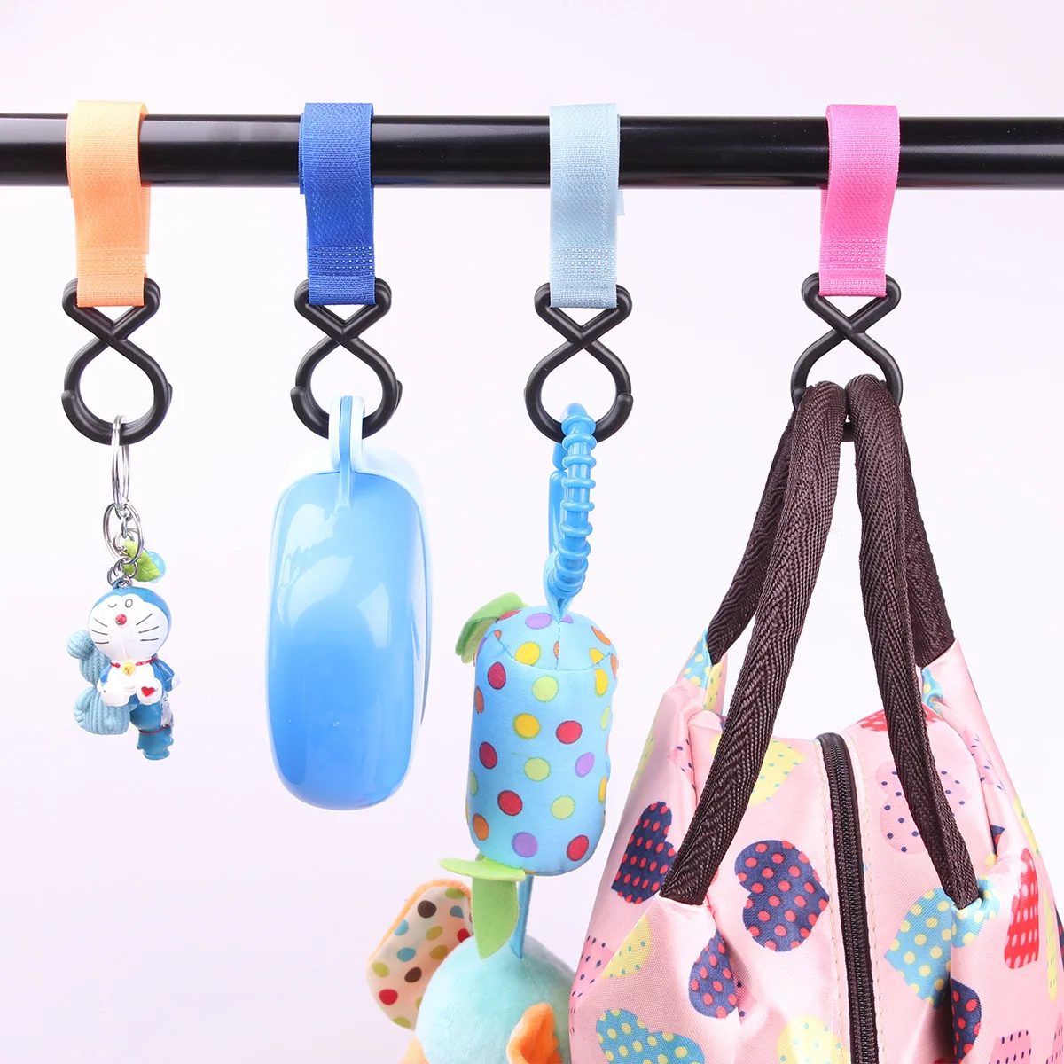 

Baby Stroller Nylon Strap Dual Hook Shopping Bag Hanger Infant Carriage Trolley Organizer Pushchair Strap Baby Stroller Access