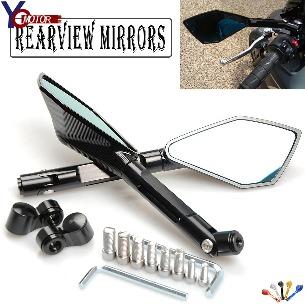 NEW Scooter Rearview Mirrors Universal motorcycle for Kawasaki ZX6R ZX7R ZX10R ZX14R NINJA650R SUZUKI HAYABUSA/GSXR1300 GSX1400