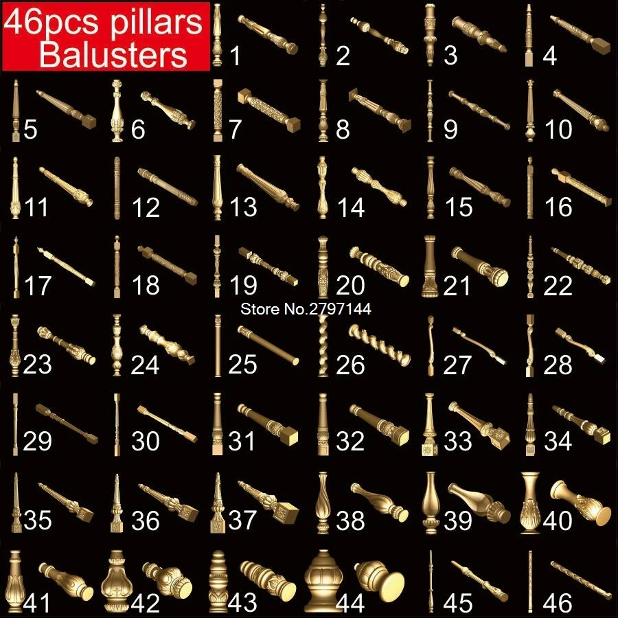 46pcs Balusters and column 3D STL model for carved figure cnc machine Router Engraver ArtCam marble pillar Model design 46pcs Balusters and column 3D STL model for carved figure cnc machine Router Engraver ArtCam marble pillar Model design