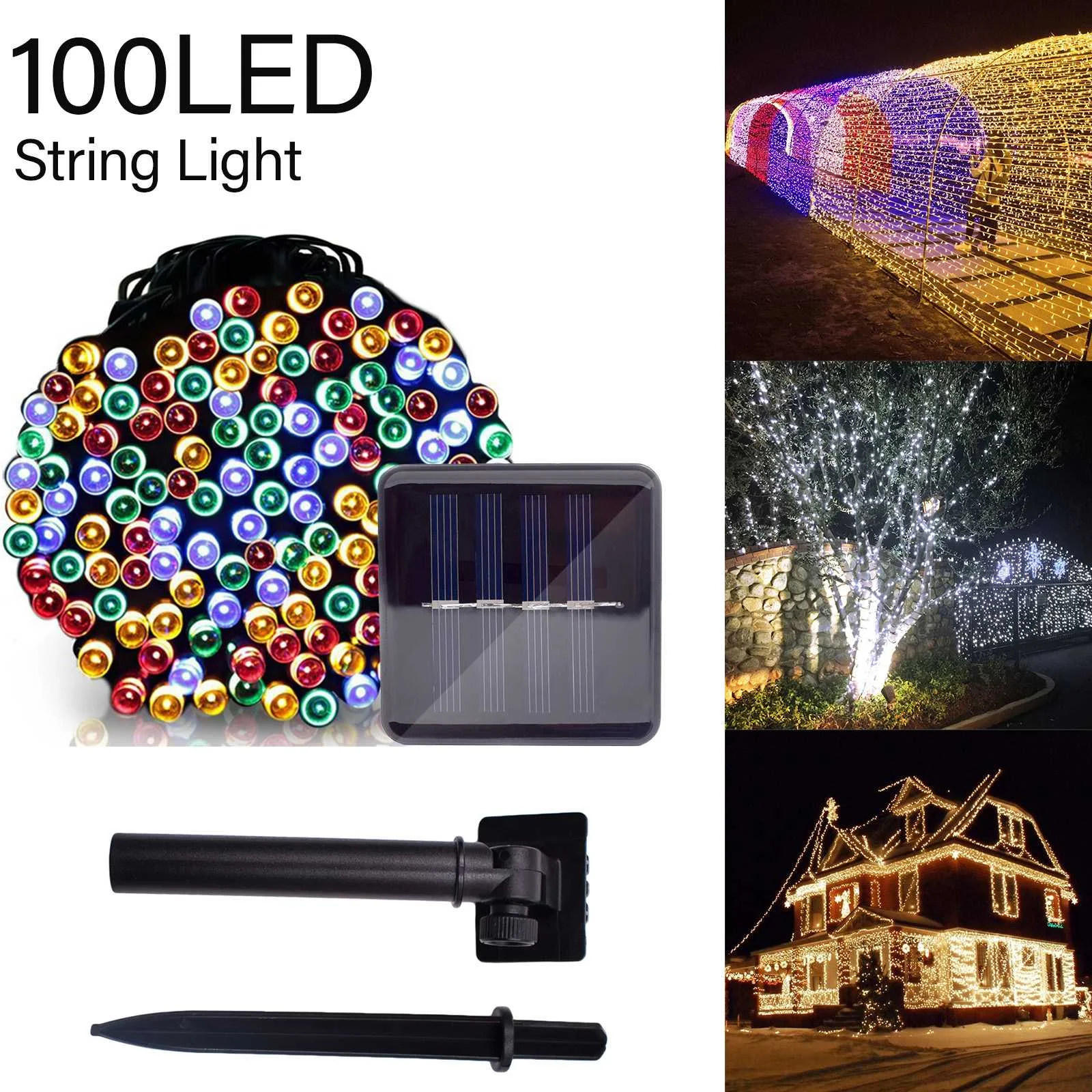 Newest 12M 100 LED Outdoor Solar Lamp LED String Lights Fairy Holiday Christmas Party Garlands Solar Garden Waterproof Lights