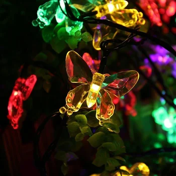 

4.8M 20LED Solar Butterfly String Light Warm Colorful Deco Light For Christmas Xmas Party
