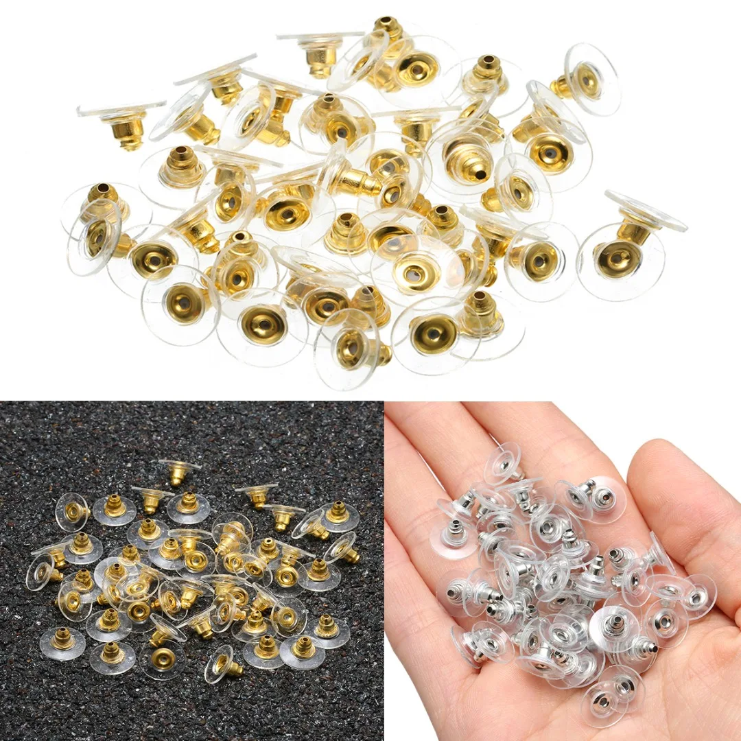 

50pcs Wholesale DIY Ear Nuts Shellhard Jewelry Findings & Components Gold/Silver Color Earring Back Stopper Finding