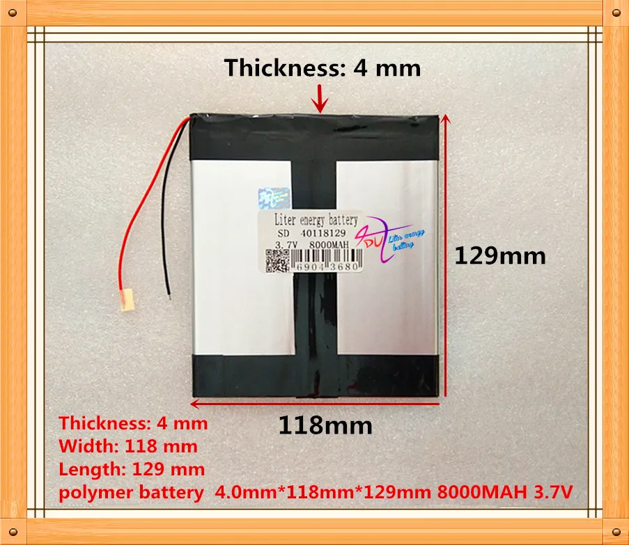 The tablet battery 40118129 8000mah 3.7V Polymer lithium ion / Li ion