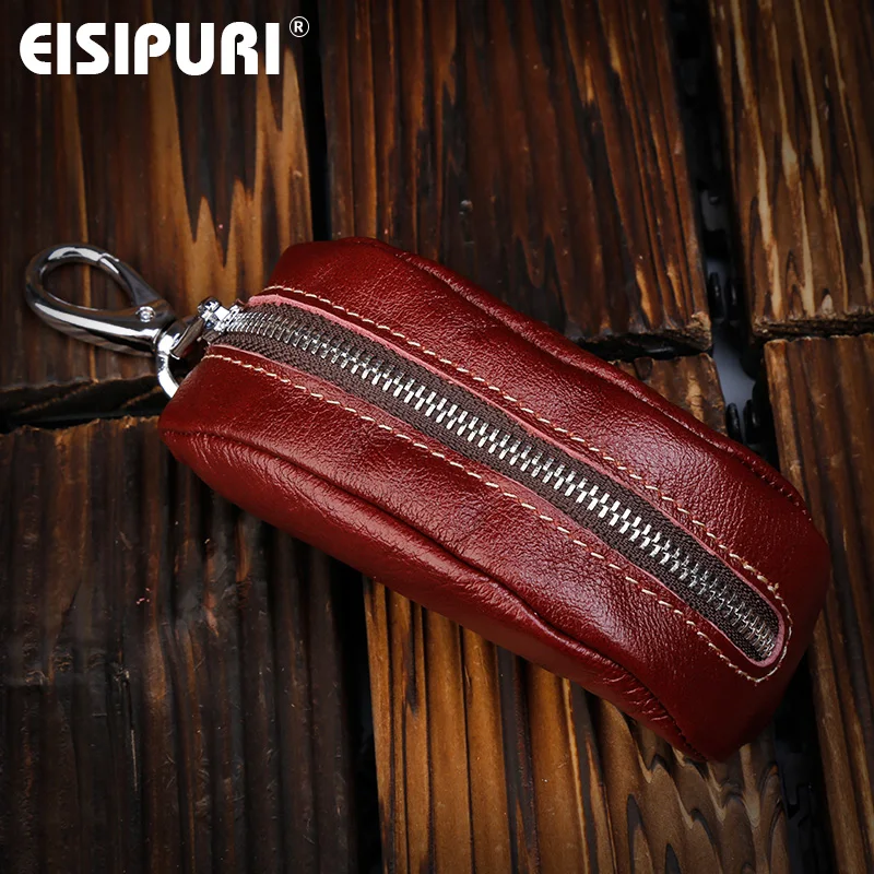 EISIPURI брендовый чехол-кошелек из натуральной кожи для автомобильных ключей, модный брендовый автомобильный держатель из коровьей кожи для ключей,, сумка на молнии для автомобильных ключей
