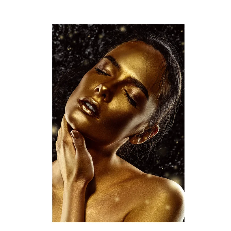 Черное золото женщина обнаженная африканская живопись маслом на холсте Куадрос плакаты и принты скандинавские настенные картины для гостиной - Цвет: PA1052