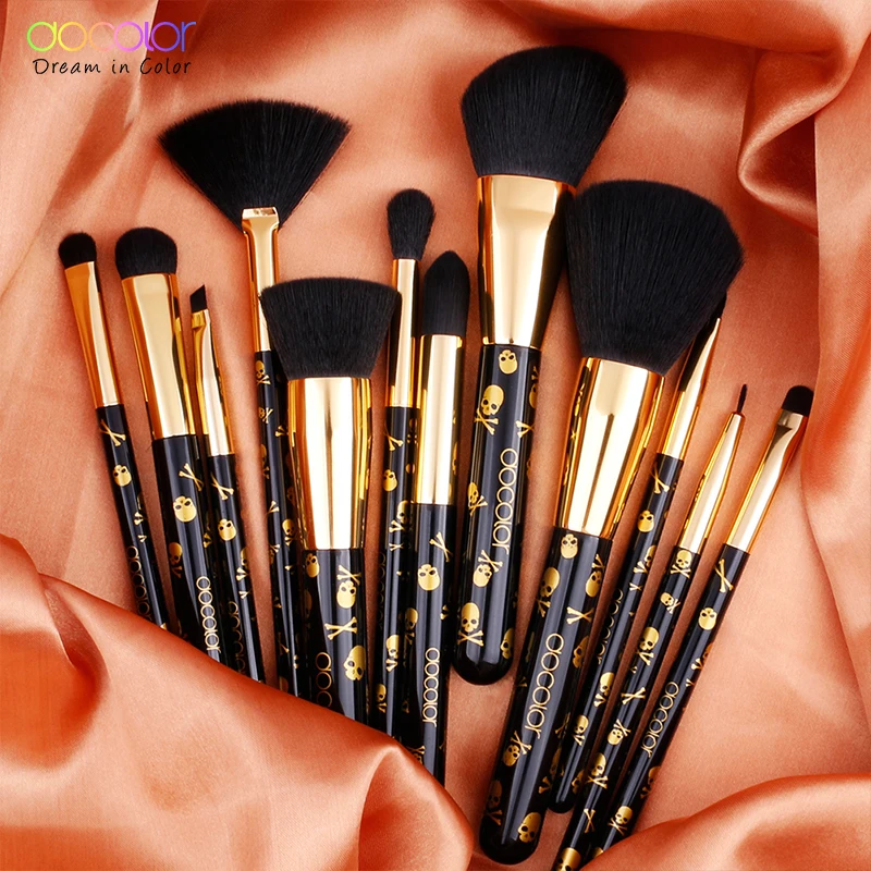 Günstige Docolor 12 stücke Make Up Pinsel Set Lidschatten Foundation Pulver Erröten Blending Make Up Pinsel Kosmetische Schönheit Werkzeug Kit Maquiagem