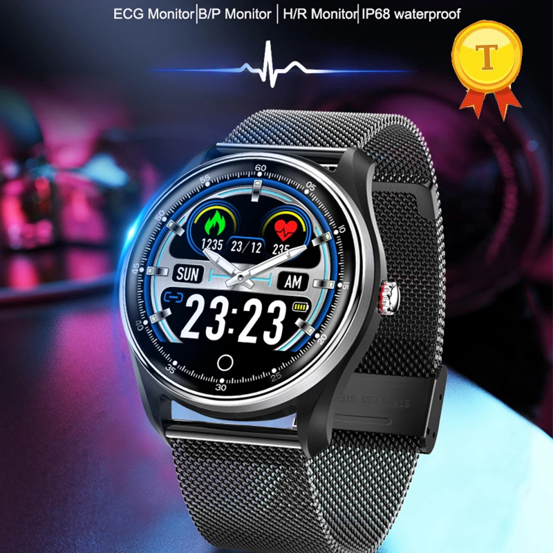 

2019 newest touch 3D UI screen ECG Smart watch Men Heart Rate blood pressure Sleep Monitor Multi-sport Fitness Tracker ip68 band