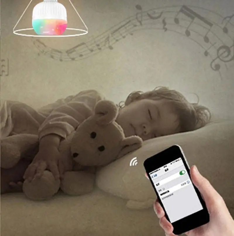 Hobbylan E27 48 светодиодный цветной Bluetooth Soundbox шариковая лампа с беспроводным пультом дистанционного управления детский свет сна