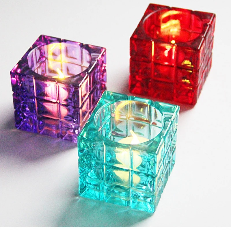 Modern crystal colorful candle holders Candlelight dinner Tea Light