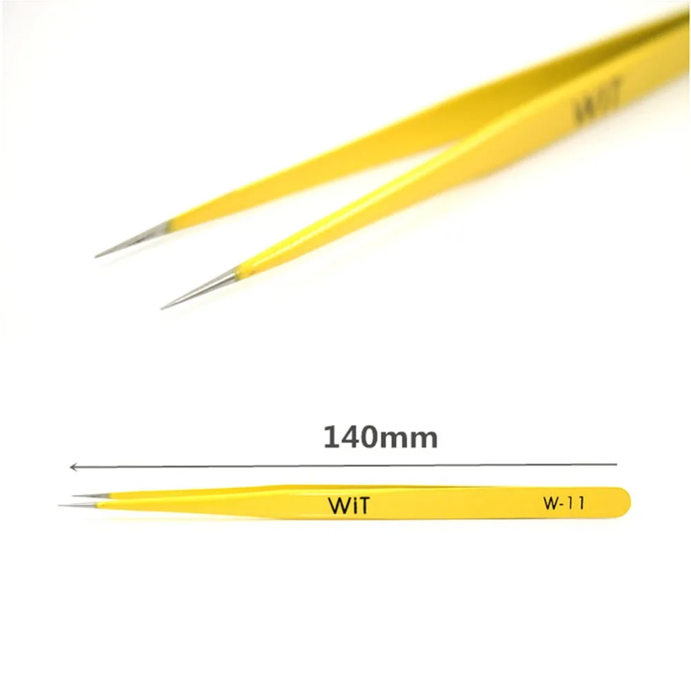 Остроумие желтый Антистатический пинцет супер острый для ремонта зажимных инструментов