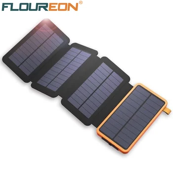 

Floureon Foldable 25000mAh Solar Panel power bank with LED Light Dual USB Powerbank Portable Mobile Phone Charger for Cell Phone