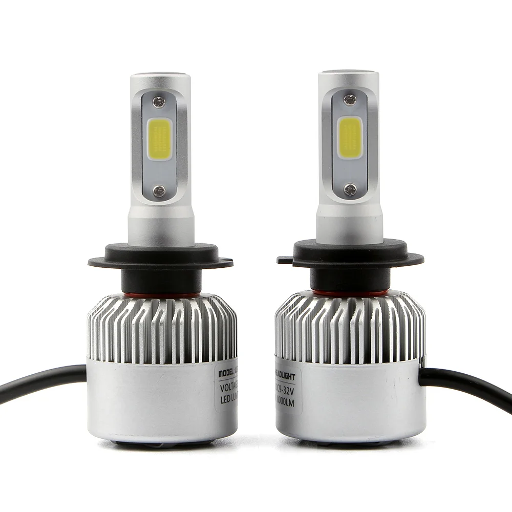 

2pcs S2 COB LED Auto Car Headlight Bulbs H7 Single Beam 72W 8000lm Pure White 6000K Front Fog Light Lamp 12V 24V.
