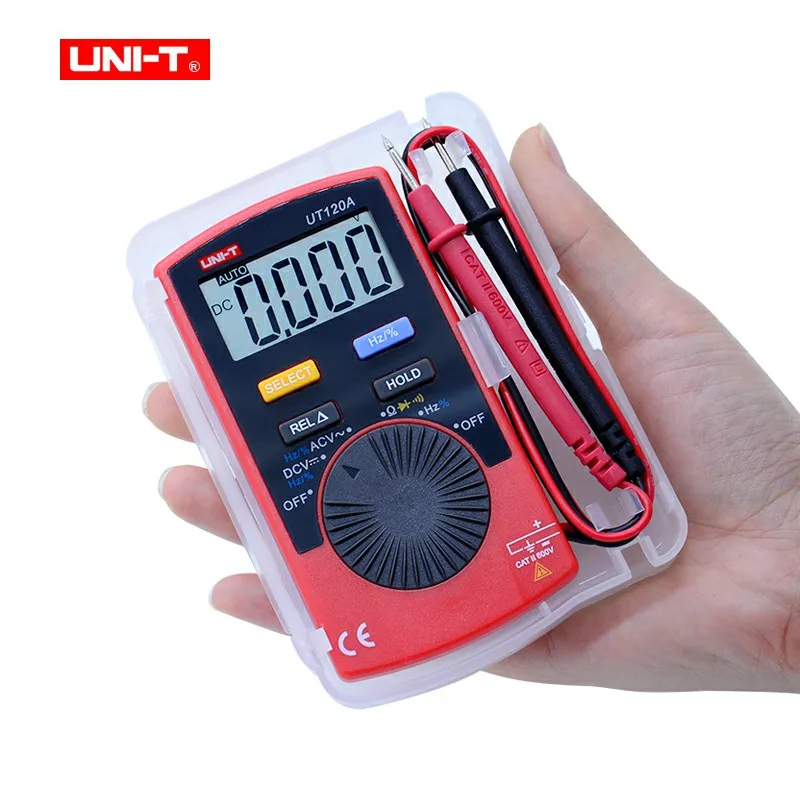 

UNI-T UT120A Mini Digital Multimeter Pocket Size Stype Frequency Diode Auto Range Multi-meter Easy Carry LCD Palm DC AC tester