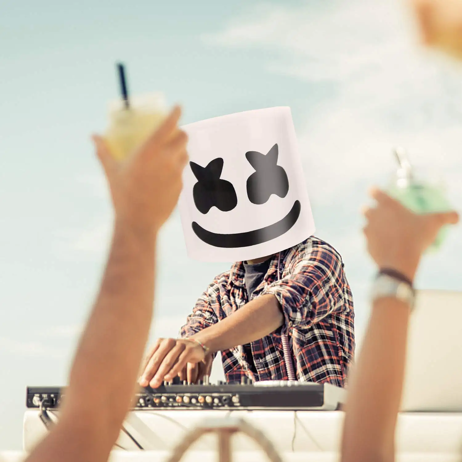маска маршмеллоу DJ шлем Зефир свет 7 цветов светодиодный Аккумуляторная мarshmello