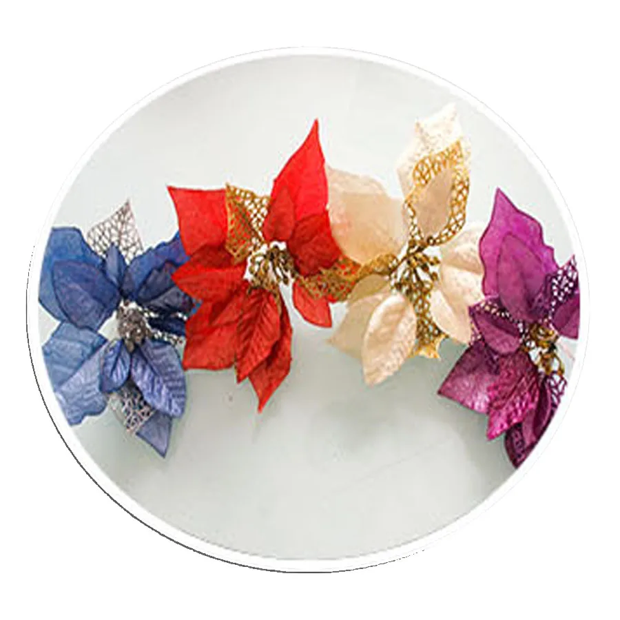 10PCS/LOT 22cm Christmas Flower Tinsel Decoration 4Color For Tree Party Weeding Hanging Pendants Ornaments |