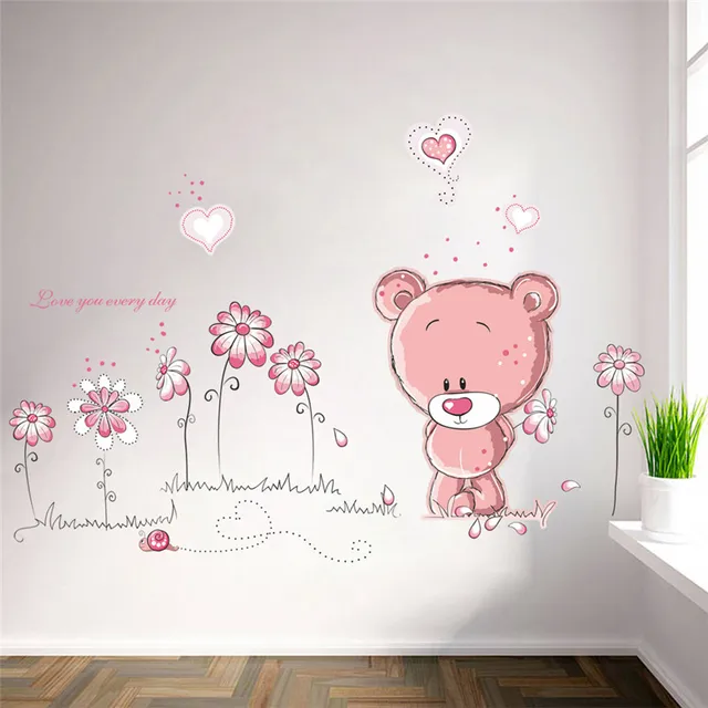 cartoon bear wall stickers for kids rooms animals bear nursery home