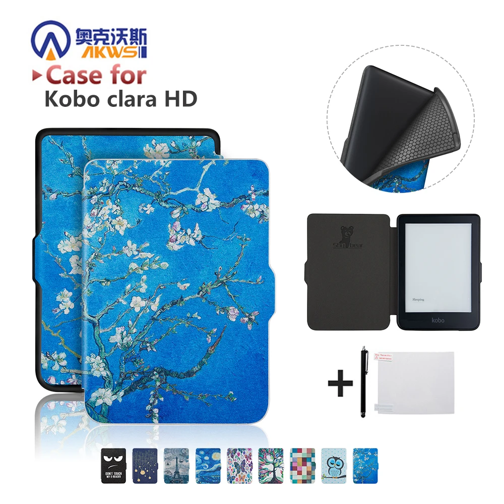 Чехол с принтом из искусственной кожи чехол для Kobo Clara HD электронная книга флип
