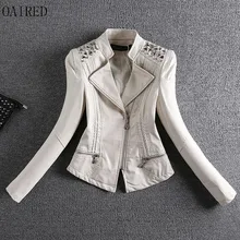 Кожаное пальто для женщин, новинка, кожаная куртка для женщин, короткая, тонкая, мотоциклетная, кожаная одежда, женская верхняя одежда, черный, красный, OAIRED