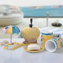 Набор аксессуаров для ванной комнаты, 5 шт., детские наборы для ванной в морском стиле, мультяшная смола, стакан для зубной щетки, мыльница