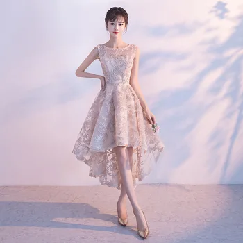 

Champagne Sexy Chinese Prom Dress Gowns Female Cheongsam Dress Vestidos Chinos Oriental Wedding Gowns Party Dresses Size XXL