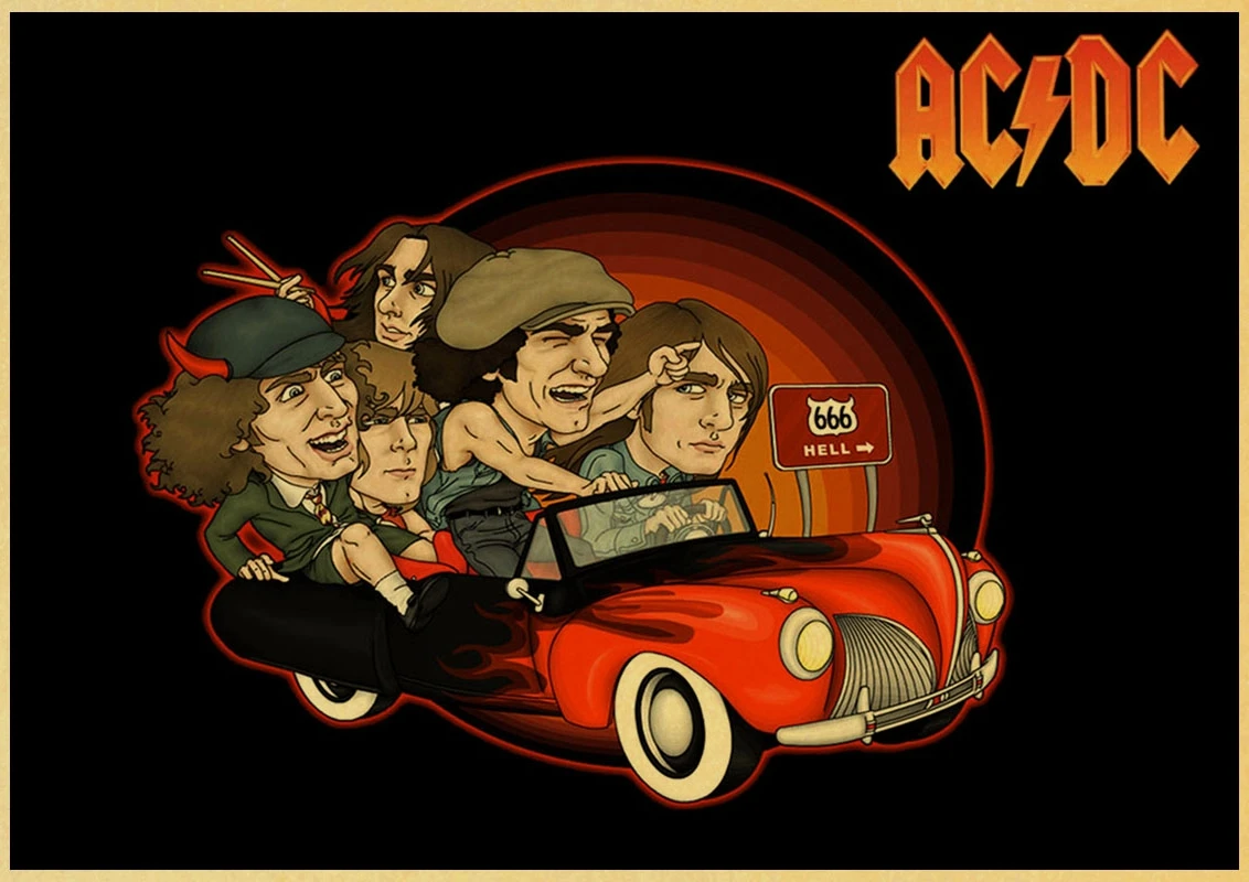 Acdc Rock Music Singer Poster Wall Sticker Retro Kraft Paper Living Room Home Decoration Painting Wallpaper With Free Shipping Worldwide Weposters Com