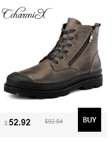 CcharmiX/Мужская обувь большого размера; зимние повседневные мужские Ботильоны наивысшего качества; Теплые дешевые ботинки унисекс на молнии; кожаные зимние ботинки для мужчин