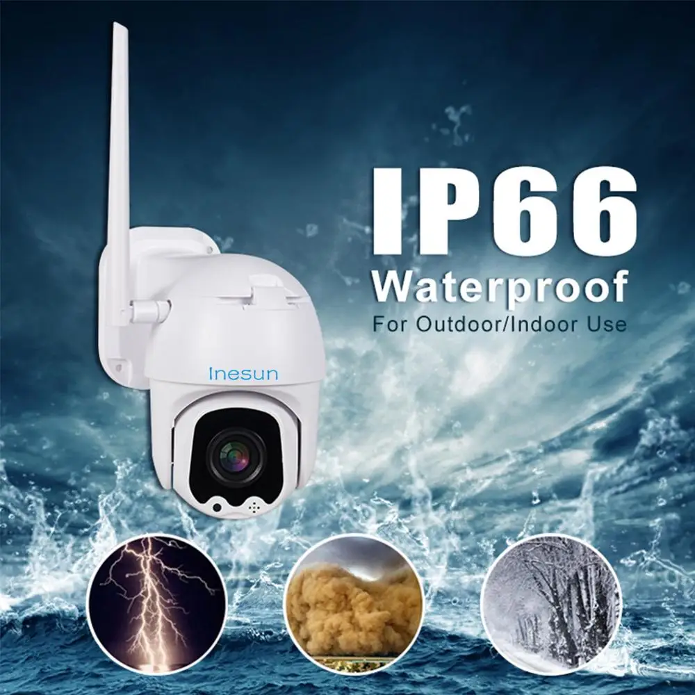 Inesun PTZ WiFi Camera Outdoor 2MP HD 1080P Security IP Camera WiFi 4X Zoom PTZ Camera Two Way Audio 165ft Night Vision Max 128G