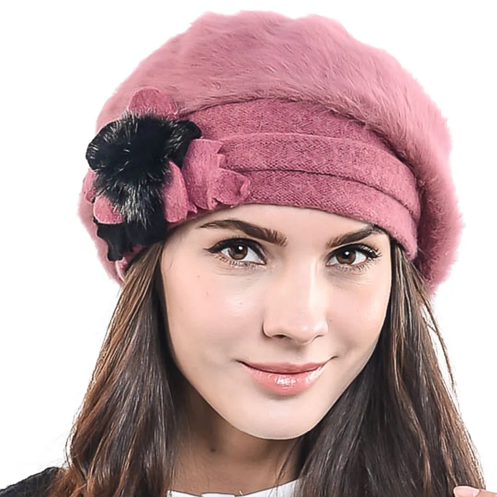HISSHE Lady French Beret Wool Beret Female Classic Artist Angola Beret