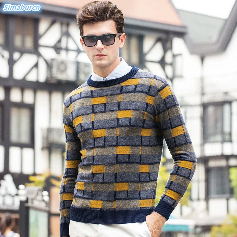 

O-Neck Pullovers Men Brand Clothing 2018 Autumn Winter New Arrival Casual Wool Sweater Casual Print Pull Homme Men High Quality