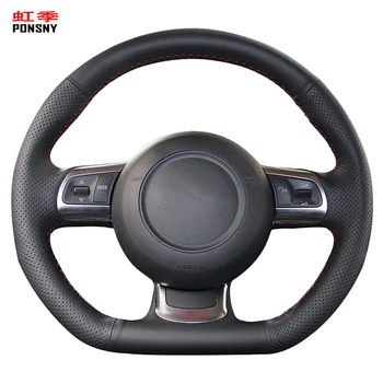 

PONSNY Artificial Leather Car Steering Covers Case for Audi TT 2008-2013 RS TTS 2011-2013 Hand-stitched Micro Fiber Leather
