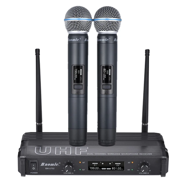 Professional Dual Channel UHF Wireless Microphone Receiver 2 Handheld